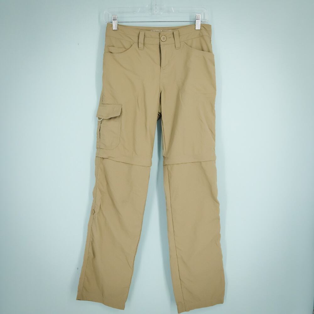 Mountain Hardwear Women's Size 2 Khaki Convertible Zip Off Cargo Hiking Pants